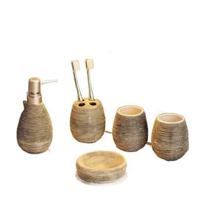 DUYHBAWRS Ceramic Wash Bathroom Toilet Supplies Set Handmade Retro Wash Set Bathroom Five-Piece Set