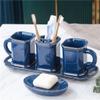 DUYHBAWRS Mouthwash Cup six-Piece Set Nordic Ceramic Household wash Cup Couple Tooth Brushing Cup Tooth Cylinder Tray Set view 2