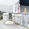 DUYHBAWRS Bathroom Toothbrush Cup Couple Brushing Cup Ceramic Mouthwash Cup Bathroom Wash Cup Set Household view 4