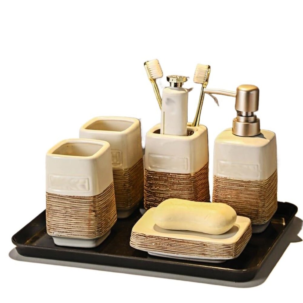 DUYHBAWRS Toiletry Set Vanity Tray Set Bathroom Toiletry Set Ceramic Toiletry Set
