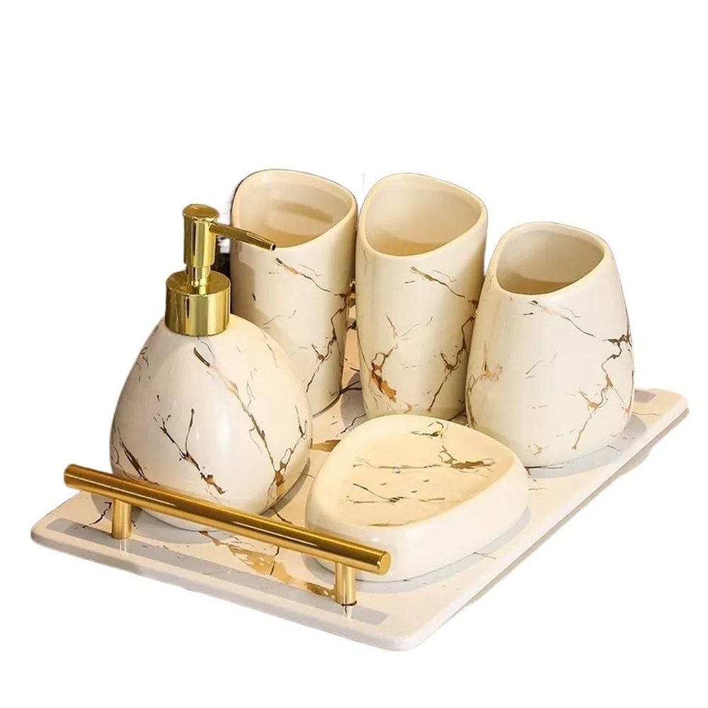 DUYHBAWRS Bathroom Five-Piece Toiletry Set Pieces Brushing Teeth Mouthwash Cup Bathroom Sink Decoration