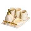 DUYHBAWRS Bathroom Five-Piece Toiletry Set Pieces Brushing Teeth Mouthwash Cup Bathroom Sink Decoration view 1
