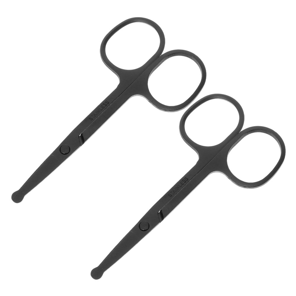 AUTSUPPL 2pcs Eyebrow Scissors Men Stainless Steel Hair Trimming Scissors Nose Hair Scissor for Beard Mustache