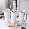DUYHBAWRS Couple Wash Set Toothbrush Cup Ceramic Mouthwash Cup Bathroom Toilet Tooth Set European Household view 2