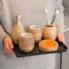 DUYHBAWRS Retro Ceramic Wash Bathroom Toilet Supplies Set Bathroom Five-Piece Set Handmade Wedding Wash Set view 3