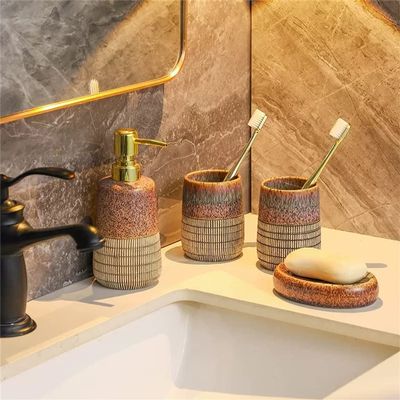 DUYHBAWRS Ceramic Bathroom Five-Piece Wash Set Bathroom Supplies Bathroom Mouthwash Cup Toothbrush Cup Set