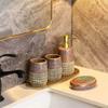 DUYHBAWRS Ceramic Bathroom Five-Piece Wash Set Bathroom Supplies Bathroom Mouthwash Cup Toothbrush Cup Set view 3