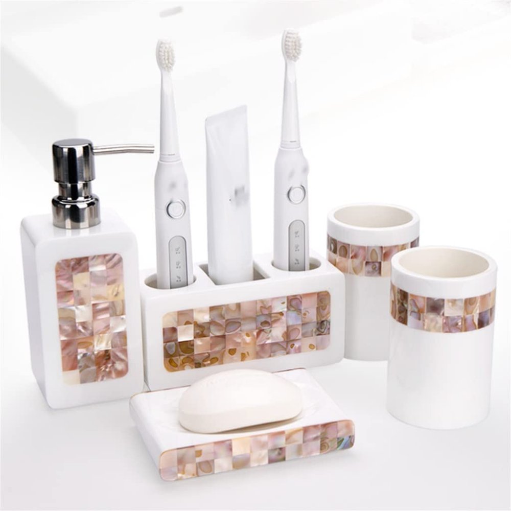 DUYHBAWRS Countertop Bathroom Set Electric Toothbrush Holder Mouthwash Cup Wedding Bathroom Supplies