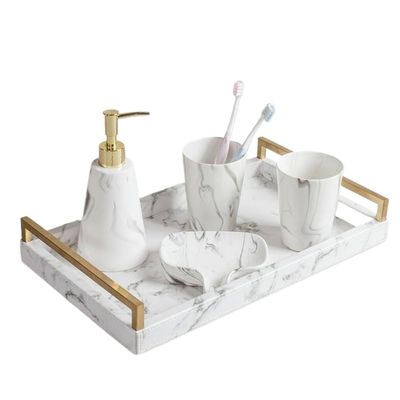 DUYHBAWRS Marble Pattern Bathroom Mouthwash Cup Brushing Cup Wash Set Bathroom Supplies Five-Piece Set