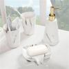 DUYHBAWRS Marble Pattern Bathroom Mouthwash Cup Brushing Cup Wash Set Bathroom Supplies Five-Piece Set view 3