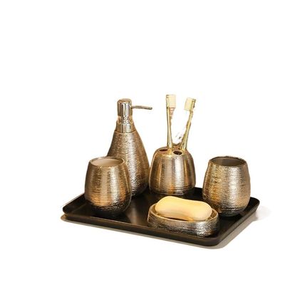 DUYHBAWRS Handmade Retro Ceramic Bathroom Five-Piece Set Wash Bathroom Toilet Supplies Set Wedding Wash Set