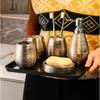 DUYHBAWRS Handmade Retro Ceramic Bathroom Five-Piece Set Wash Bathroom Toilet Supplies Set Wedding Wash Set view 3