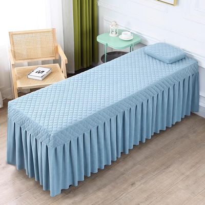 LDLCYCN Blue,190 * 70cm, Massage Bed Cover with Face Hole Massage Table Sheet Skirt Beauty Massage Spa Couch Cover with Skirt All-Round Wrap Massage Table Bedspread Square Head Washable