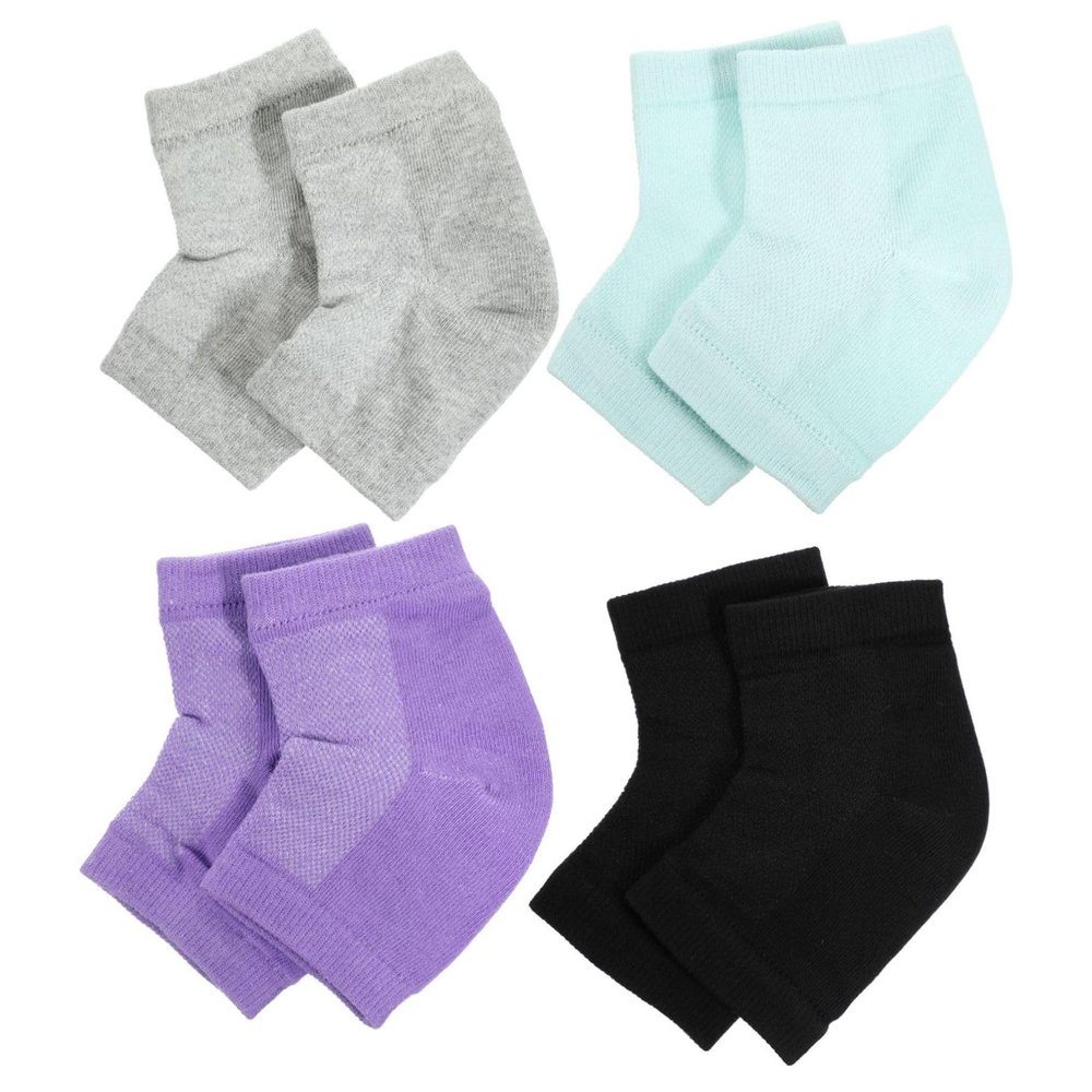 CALLARON 4pairs Elastic Comfortable Heel Moisturizing Socks Gel Open Toe Socks for Foot Ankle Pain Relief