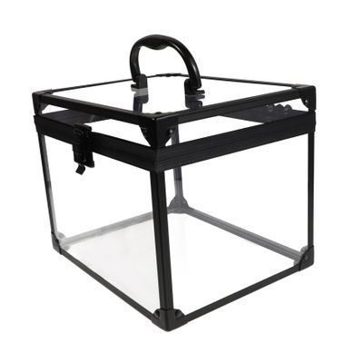 ASAKKURA Portable Transparent Makeup Storage Box with Lock Clear Jewelry Organizer for Travel and Home Use Crown Display Case with Padlock and Keys for Vanity and Bathroom Storage