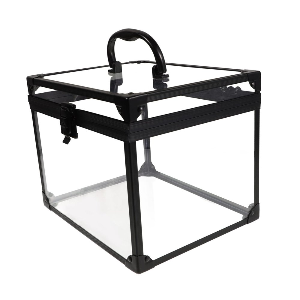 ASAKKURA Portable Transparent Makeup Storage Box with Lock Clear Jewelry Organizer for Travel and Home Use Crown Display Case with Padlock and Keys for Vanity and Bathroom Storage