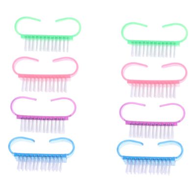 CALLARON Cleat Shape Nail Tool 8pcs Small Dust Brush Set for Manicure Plastic Nail Cleaning Brushes for Women and Girls