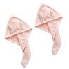 CALLARON Coral Fleece Rabbit Ear Hair Towels 2-Pack Quick-Drying and Absorbent Hair Wraps for Women Cute Cartoon Design for Shower and Travel view 1