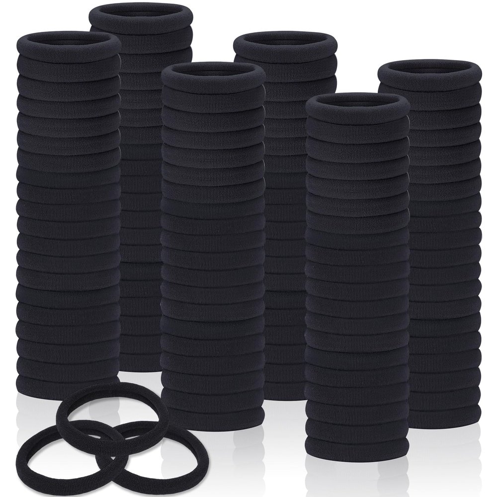 150 Pcs Seamless Elastic Hair Ties No Damage for Thick & Thin Hair, Ponytail Holders, Elastics, Soft Pony Tails Bands for Women, All Black