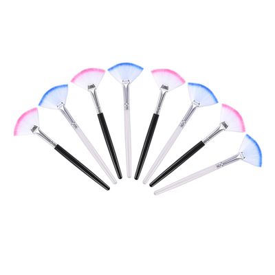 PartyKindom 8pcs Fan-shaped Facial Mask Brush for Skin Care Long Handle Brush for Jelly Mask