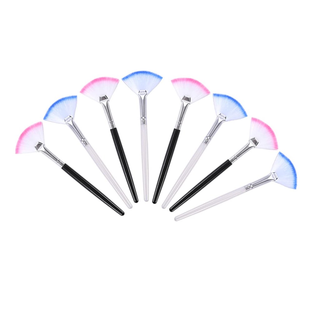PartyKindom 8pcs Fan-shaped Facial Mask Brush for Skin Care Long Handle Brush for Jelly Mask