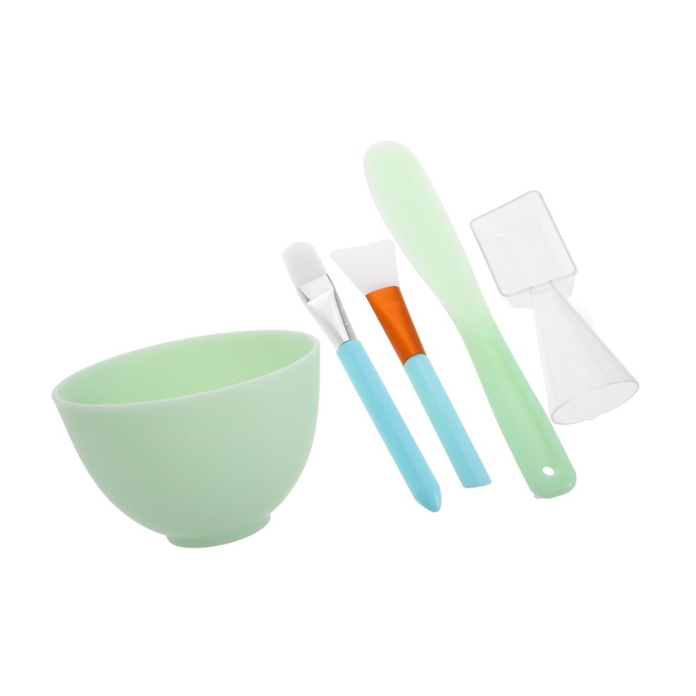 EPIGEIST 1set Silicone Face Mask Mixing Tool Kit Set with Bowl Spatula Measuring Spoon and Brush for Home Facial Treatments Easy to Clean and