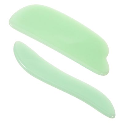 DEARMAMY 2pcs Facial Scraping Board Jade Gua Massage Tool for Face Neck Body Relaxation Lightweight Portable Guasha Board for Home Travel Use