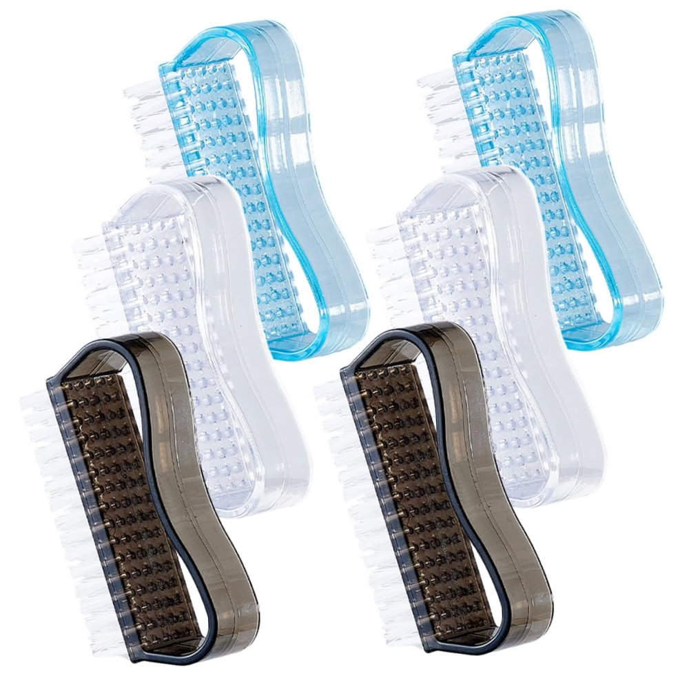 DEARMAMY 6pcs Nail Cleaning Brush Set Handle Stiff Bristles for Fingernail Scrubbing for Home Manicure and Pedicure