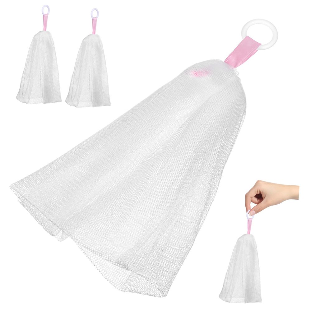 DEARMAMY 3pcs Net for Soap Face Wash Holder Soap Pe Easy Storage Drawstring for Facial Cleansing