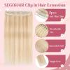 SEGOHAIR Clip In Hair Extensions for women One Piece 5 Clips Real Human Remy Hair Extension Long Straight Hairpieces for women 22 Inches #18P613 Light Blonde mixed Bleach Blonde view 2