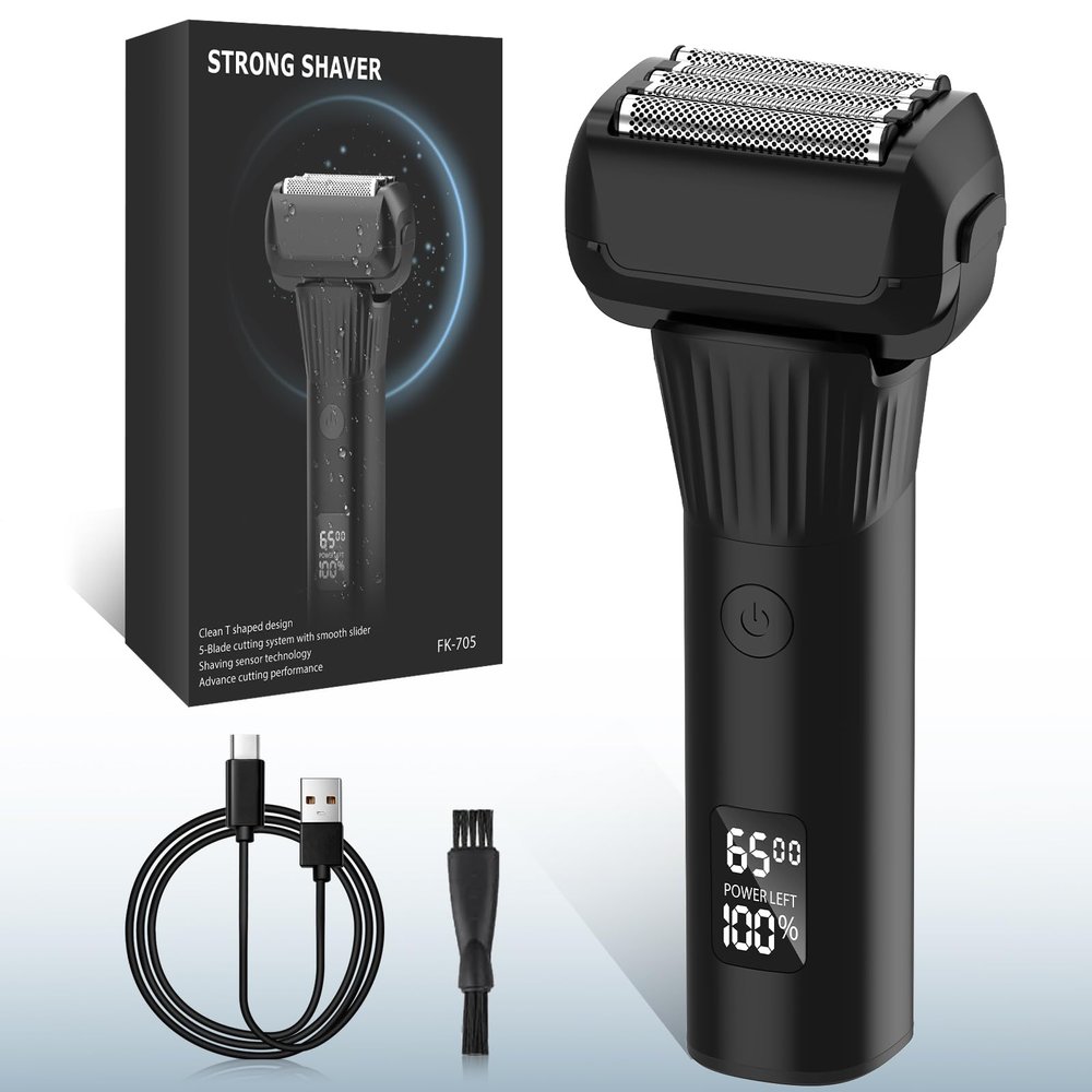 Electric Razor for Men, 2-Speed 5-Blade Electric Shavers for Men Face Cordless Rechargeable, Mens Foil Shaver Shaving Machine Wet Dry Men's Travel Razors for Man Close Shaving Face as Gift, Black