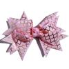 10Pcs Mermaid Scale Hair Bows, 10cm, Metallic Foil Pattern, Large Pinwheel Design (10Pcs Pink, With No Clip) view 1