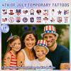 26 Sheets Fourth of July Temporary TattoosPatriotic USA Face & Body Stickers for Kids & AdultsWaterproof, Skin-Friendly Red White Blue Designs for 4th of July Independence Day, Parades & BBQ view 2