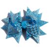 10Pcs Mermaid Scale Hair Bows, 10cm, Metallic Foil Pattern, Large Pinwheel Design (10Pcs Navy, With No Clip) view 4