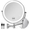 20X/1X Wall Mounted Lighted Makeup Mirror with Light, 8.5'' Double Sided Rechargeable Magnifying Bathroom Mirror, 3 Color Lights Touch Dimmable Extended Arm 360 Rotation Light up Magnification Mirrors view 1