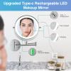 20X/1X Wall Mounted Lighted Makeup Mirror with Light, 8.5'' Double Sided Rechargeable Magnifying Bathroom Mirror, 3 Color Lights Touch Dimmable Extended Arm 360 Rotation Light up Magnification Mirrors view 3