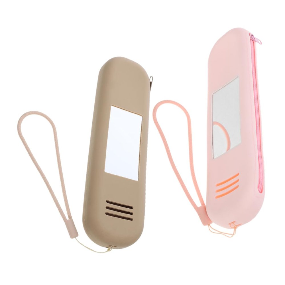 LIFKOME 2pcs Travel Makeup Brush Holder Bag Silicone Makeup Bag Drawstring Portable Cosmetics Brush Organizer for Travel