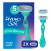 Hydro-Silk Sensitive Skin Womens Razor, 5-Blade Manual Razor for Women, 1 Handle & 2 Refills (pack of 1) view 1