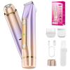 YLKGR 2 in 1 Bikini Trimmer for Women Dual Head Electric Razor IPX7 Waterproof Wet/Dry Use Women Electric Shaver, Body Facial Hair Remover for Bikini Legs Arm Underarm, Rechargeable view 1