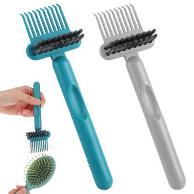 2 Pack 2-in-1 Hair Brush Cleaner, Comb Remover Tool, hair brush cleaner tool brush cleaner tool for Home, Salon Removal Hair Dust (Gray, Dark Green) (Gray, Dark green)
