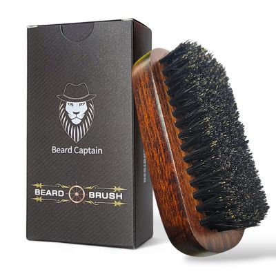 Beard Captain 100% Boar Bristle Beard Brush for Men | Premium Vintage Wooden Handle | Soft Bristles | Grooming Tool for Short, Thin, Thick, Coarse & Full Beards
