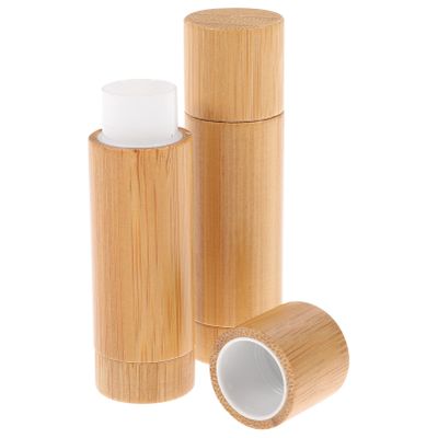 SAFIGLE 2pcs Bamboo Lipstick Tube Portable Lip Balm Holder Diy Lip Gloss Containers Bottles for Travel