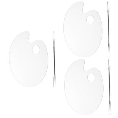 ARTIBETTER 3sets Acrylic Makeup Mixing Palette Spatulas Lightweight Cosmetic Mixing Plate for Foundation Blending Travel-Friendly for Makeup Artists and Enthusiasts