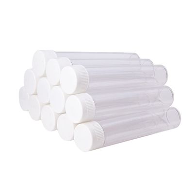 12Pcs 25ML Empty Clear Plastic Test Tubes with White Screw Caps Refillable Sample Bottles Candy Spices Beads Cosmetic Storage Container Vial Jars for Experiments Party