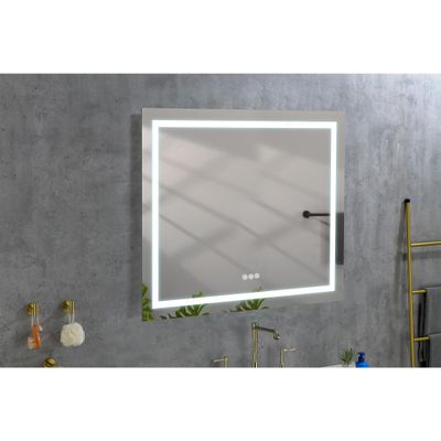 36x36 Inch LED Bathroom Mirror with Frontlit and Backlit, Wall Mounted Vanity Mirror with Smart Touch Button, Anti-Fog, Memory Function, 3 Colors, Stepless Dimmable Makeup Mirror(Horizontal/Vertical)