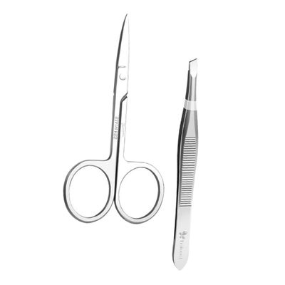 CALLARON Handheld Eyebrow Clamp Tweezer Set Stainless Steel Brow Scissor Shaping Tweezers Beauty Tools