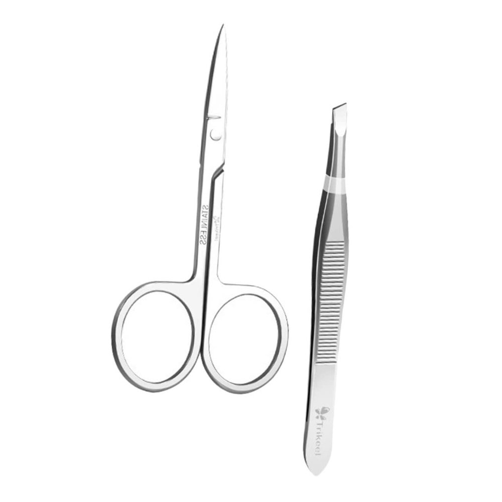 CALLARON Handheld Eyebrow Clamp Tweezer Set Stainless Steel Brow Scissor Shaping Tweezers Beauty Tools