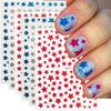 4th of July Nail Stickers Independence Day Stars Nail Art Stickers 3D Self-Adhesive Star Design Nail Decals Red Blue Silver Star Acrylic DIY Nails Decoration Accessories for Holiday 6 Sheets view 1