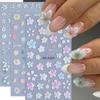 Flower Nail Stickers for Nail Art 5D Embossed Flower Nail Decals Self-Adhesive Daisy Floral Design Sticker Summer Spring Nails DIY Manicure Decoration Accessories for Women Acrylic Nails view 1