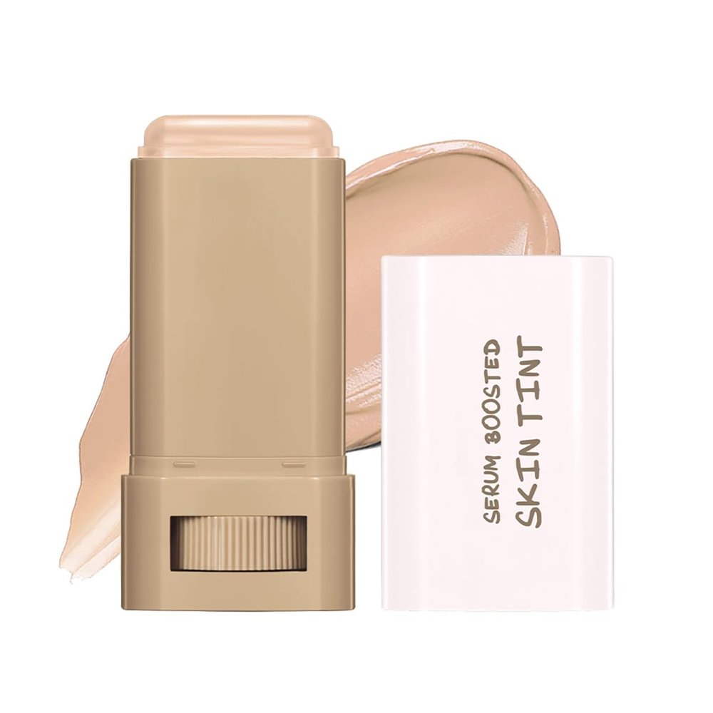 6 Colors Foundation Stick Beauty Balm Serum Boosted Skin Tinted Balm Concealer, Long-lasting Coverage, Even Skin Tone Portable Moisturizing Essence Stick (# 04, 0.64 Oz)
